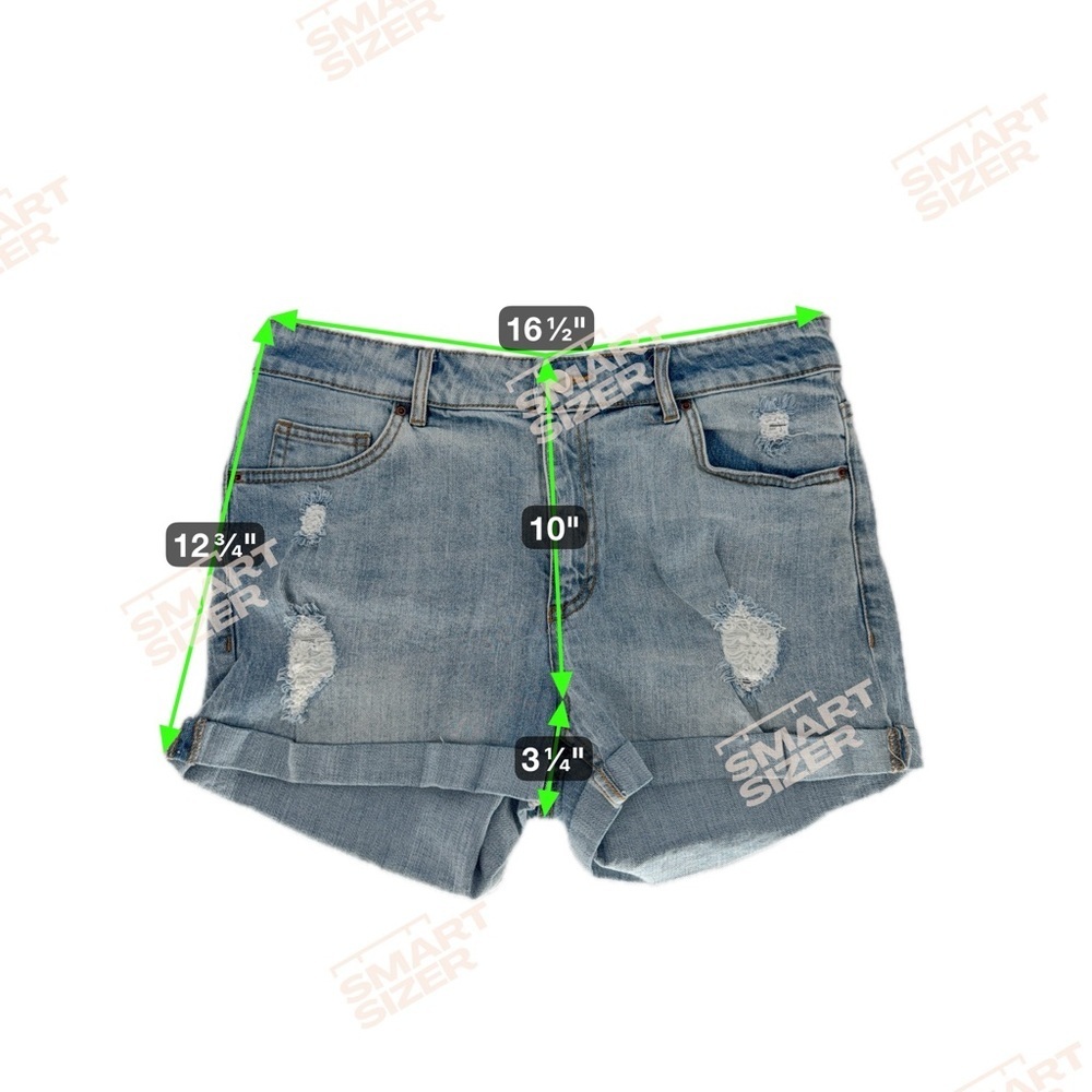 H&M High-Waisted Washed Light Blue Distressed Denim Women's Shorts Size 12 - Picture 5 of 5
